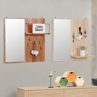 Homelike 美洛蒂方形洞洞板壁鏡(二色)-60x60x2.5cm 化妝鏡 壁掛板