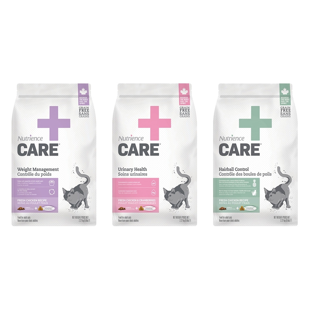 【Nutrience 紐崔斯】CARE+頂級無穀處方貓糧-5Kg(體重控制配方/泌尿道配方/毛球控制配方)