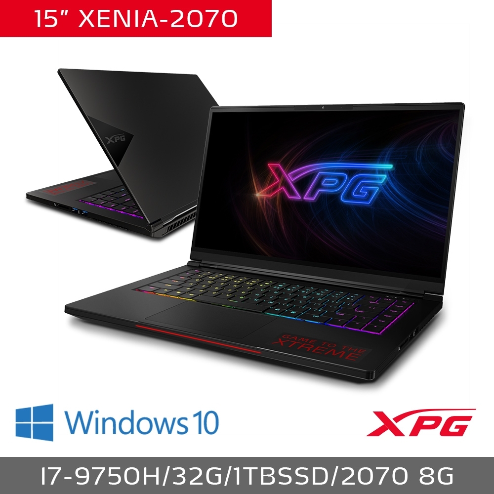 威剛 XPG XENIA 15吋電競筆電(i7-9750H/32G/RTX2070 Max-Q-8G/1TB M.2SSD/W10/FHD/144Hz)其他系列