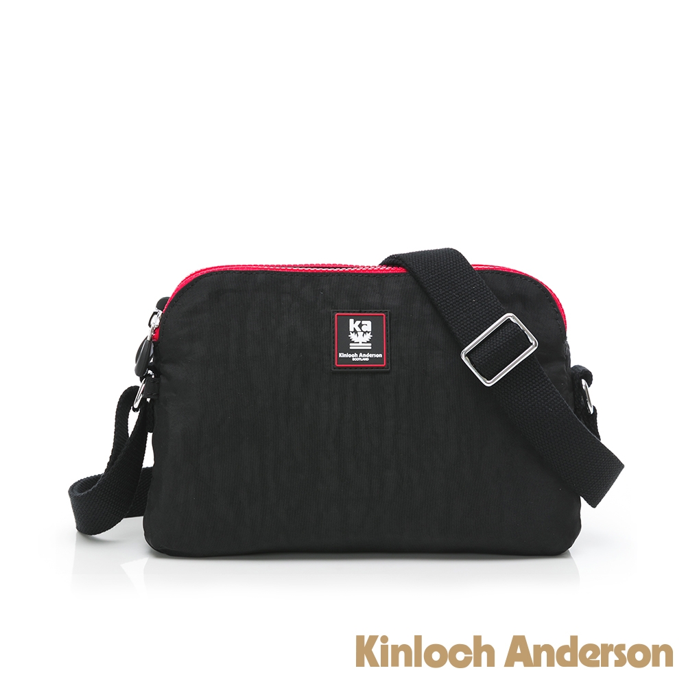 【Kinloch Anderson】極簡耀色 雙拉鍊斜背包  黑色