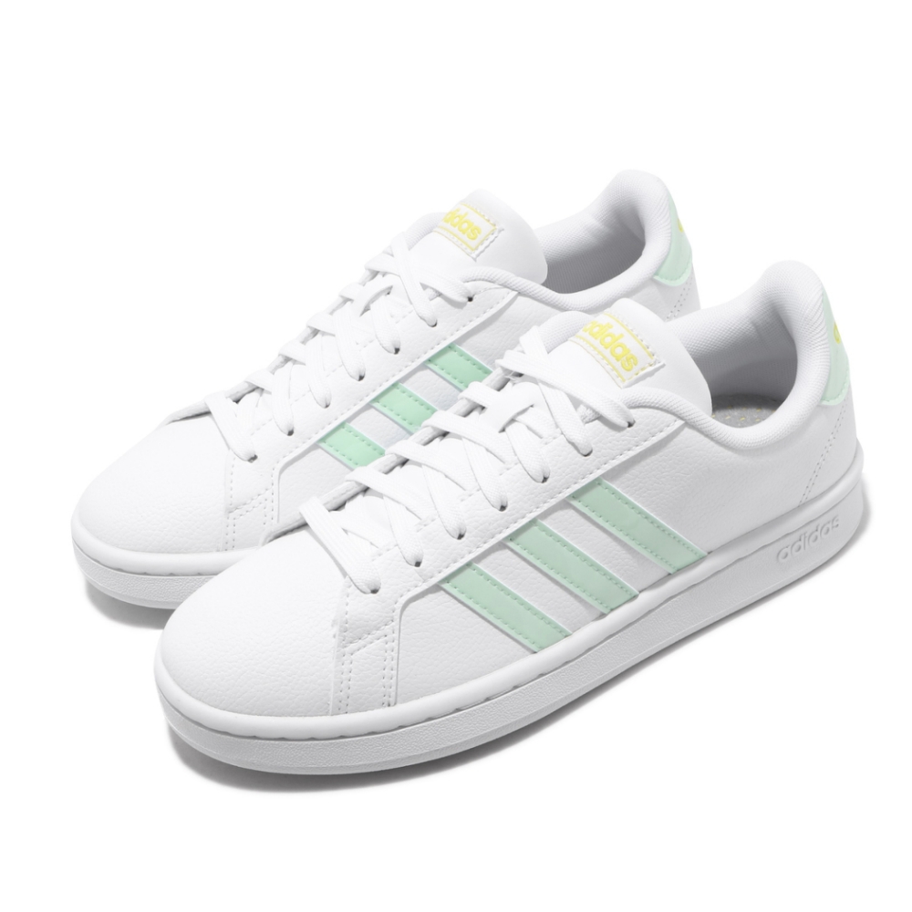 adidas 休閒鞋 Grand Court 復古 低筒 女鞋 愛迪達 基本款 皮革鞋面 穿搭 上學 白 綠 EG7643