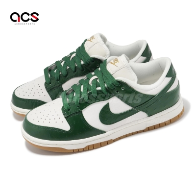 Nike 休閒鞋 Wmns Dunk Low LX 女鞋 綠 白 Gorge Green 皮革 膠底 仿鴕鳥皮 FJ2260-002