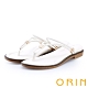 ORIN 流線細版皮革平底夾腳拖鞋 白色 product thumbnail 1
