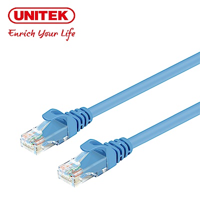 UNITEK 24K鍍金頭CAT6網路線5M(藍色)