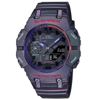 CASIO 卡西歐 G-SHOCK 藍牙 電競玩家 狙擊準心 炫彩偏光 碳纖維核心防護 GA-B001AH-6A_46mm