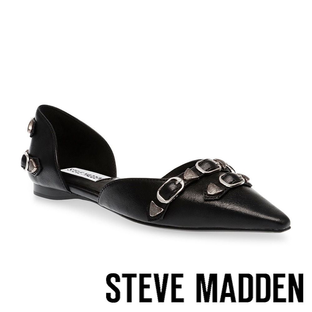 STEVE MADDEN-DALIA 鉚釘尖頭平底鞋-黑色