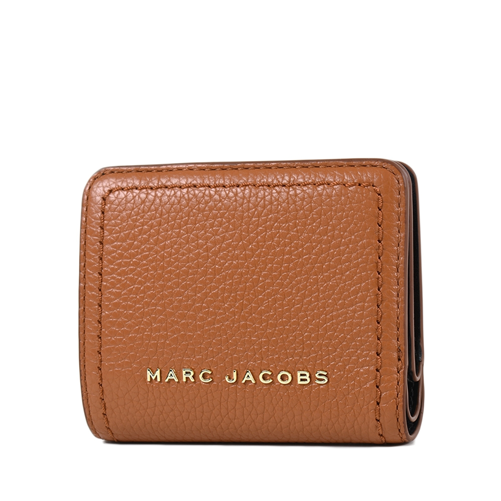 MARC JACOBS 荔枝紋牛皮對開釦式短夾-煙燻棕