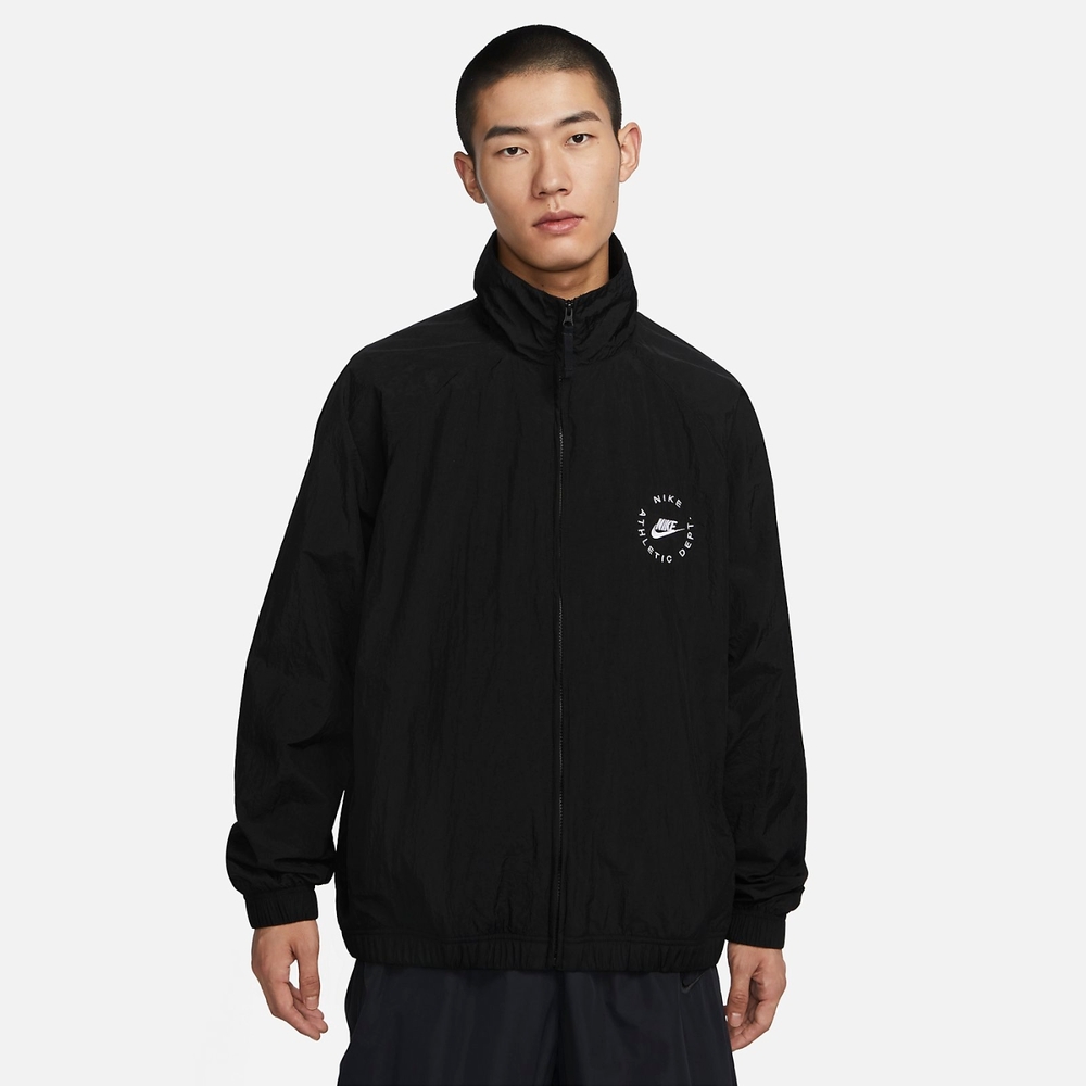 Nike 外套 NSW Jacket 男款 黑 白 立領 刺繡 風衣外套 背大LOGO FN7233-010