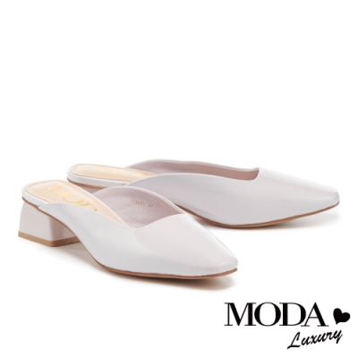 拖鞋 MODA Luxury 簡約時尚U型剪裁穆勒高跟拖鞋－紫