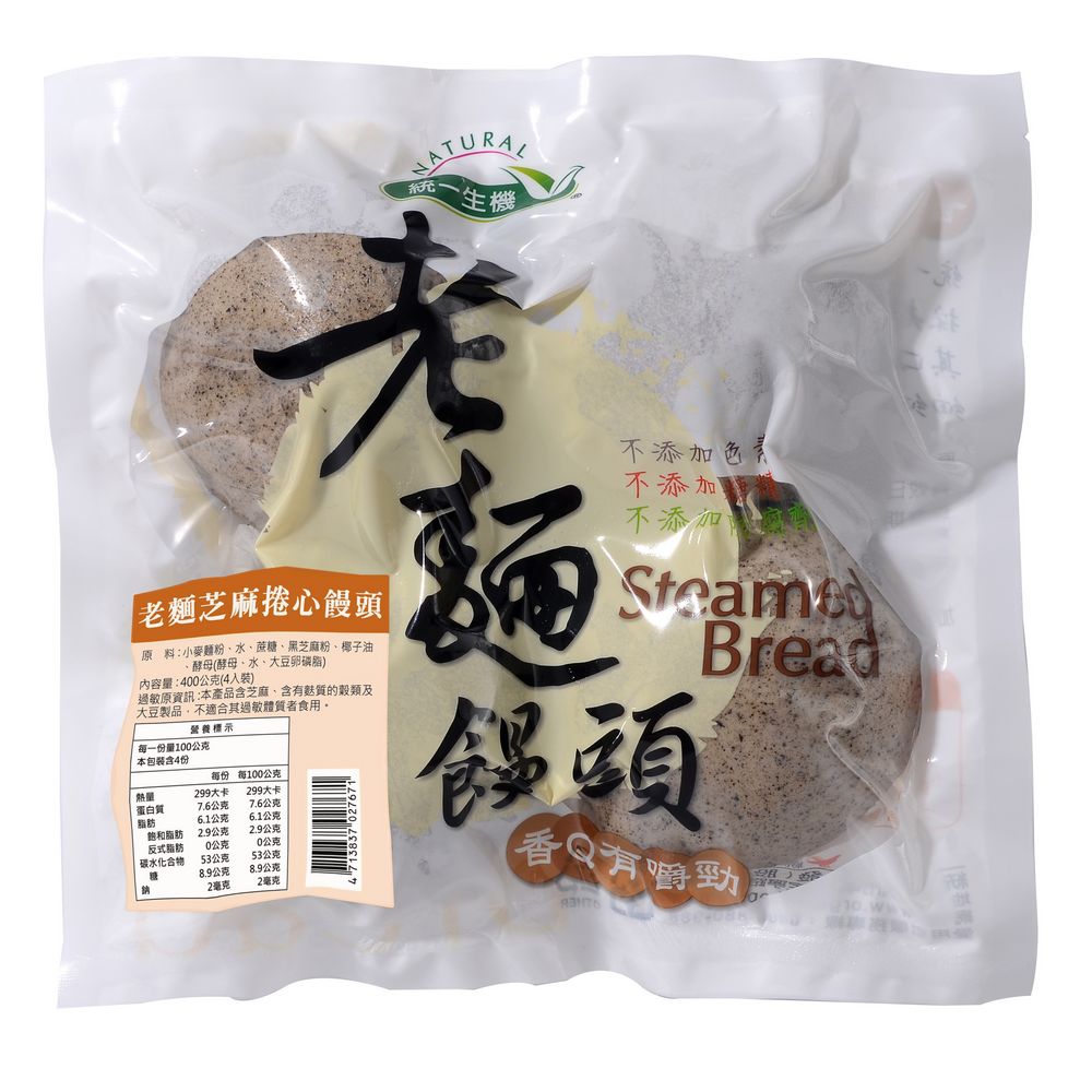 統一生機 老麵芝麻捲心饅頭(400g/4入裝)