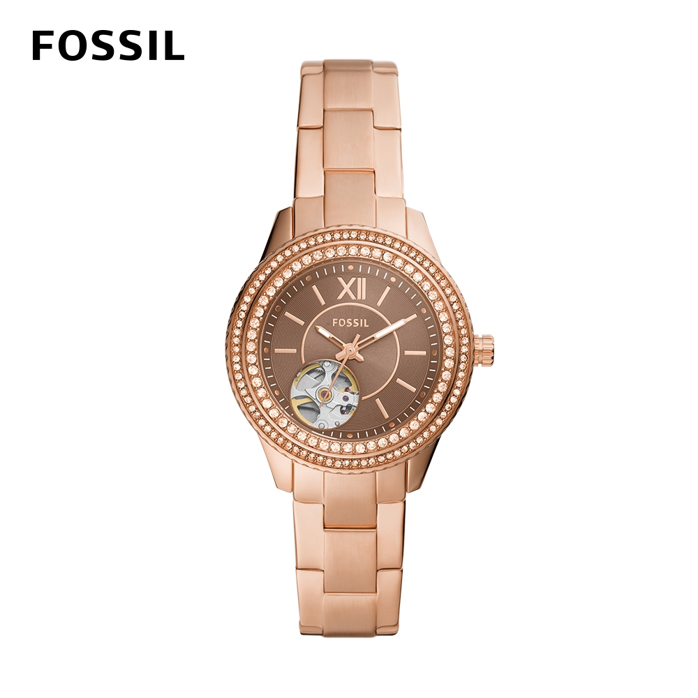 FOSSIL Stella 雙鑽圈縷空錶面女錶 玫瑰金不鏽鋼鍊帶 34MM ME3211