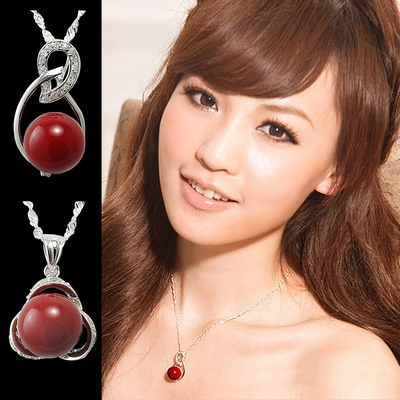山本美樹 2款台製高品質人造紅蜜蠟奧地利水晶項鍊
