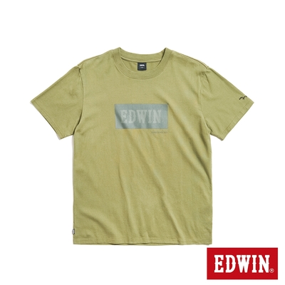 EDWIN 斜紋BOX LOGO印花短袖T恤-男-灰綠色