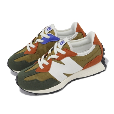 new balance 休閒鞋 327 中童鞋 小朋友 寬楦 綠 棕 麂皮 帆布 拼接 復古 nb 運動鞋 ph327hc-w