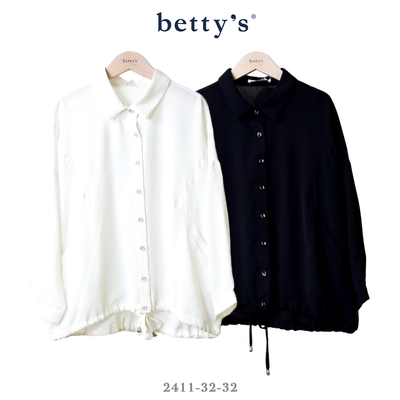 betty’s專櫃款 特色剪裁抽繩寬版雪紡襯衫(共二色)