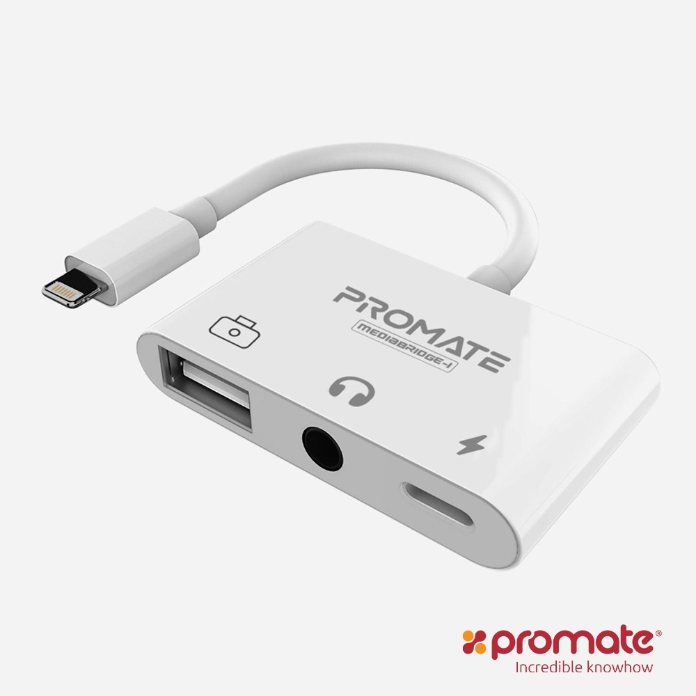 Promate Apple Lightning 音源快充3合1轉接頭