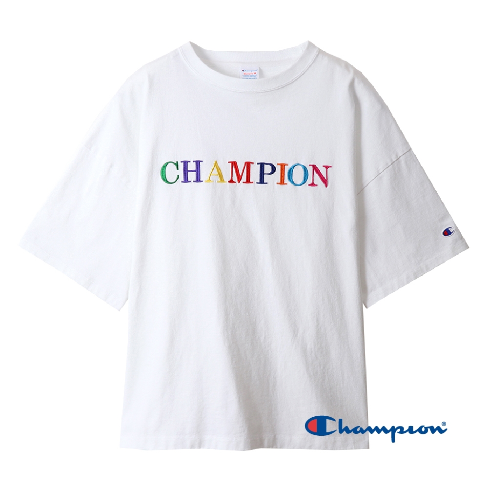 Champion Women's彩色Logo寬鬆短Tee(白色)