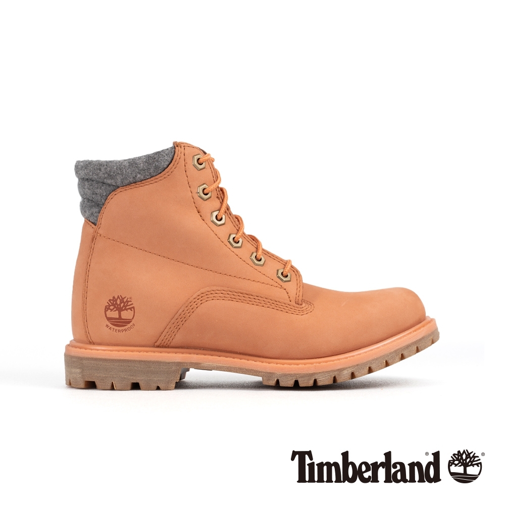 Timberland 女款粉橘色磨砂革防水經典6吋靴|A26G3