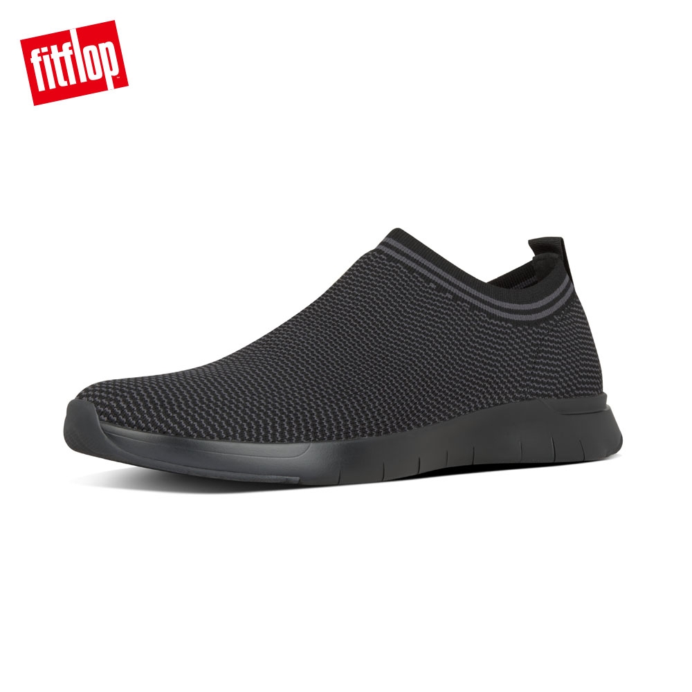 【FitFlop】FINEKNIT SLIP-ON SNEAKERS易穿脫襪套式休閒鞋-男(靚黑色)