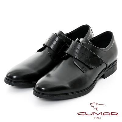 【CUMAR】輕量舒適真皮魔術帶紳士鞋-黑