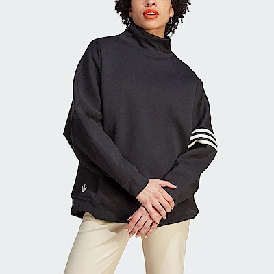 Adidas Sweater [IM1817] 女 長袖 上衣 高領 亞洲版 經典 休閒 寬鬆 棉質 舒適 黑