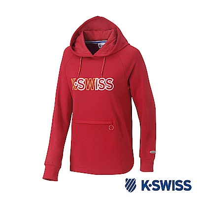 K-SWISS Long Hooded Sweat Shirts女長版連帽上衣-女-紅