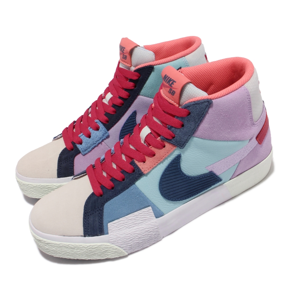 Nike 滑板鞋 Zoom Blazer Mid 運動 男女鞋 SB 異材質拼接 氣墊 避震 情侶款 藍 紫 DA8854-500