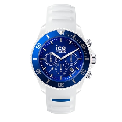 Ice Watch 三眼計時活力系列 藍錶面 40mm CH-白色矽膠錶帶