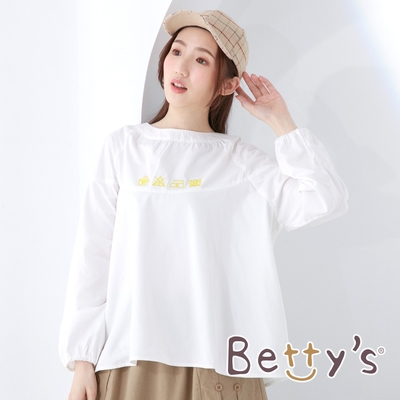 betty’s貝蒂思 圓領落肩特色繡圖上衣(白色)