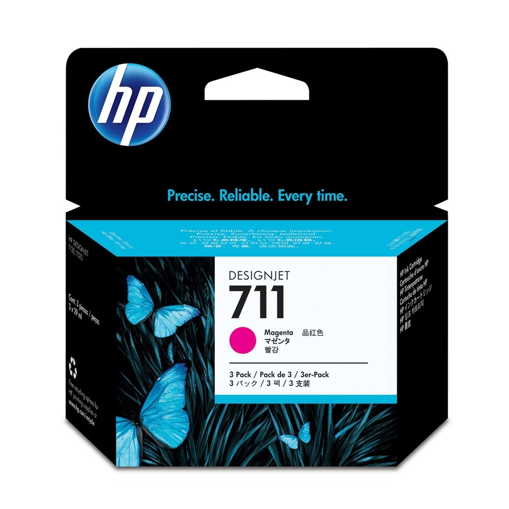 HP NO.711 CZ135A (29ml*3入) 紅色原廠墨水匣 適用:HP T520/T120/T530/T130