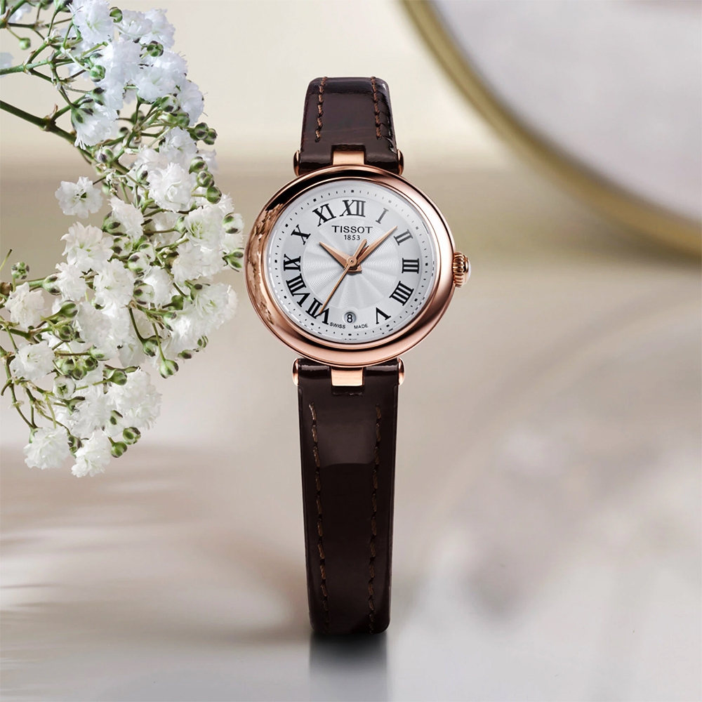 TISSOT 天梭 官方授權 BELLISSIMA SMALL LADY 羅馬石英女錶 迎春好禮-26mm T1260103601300