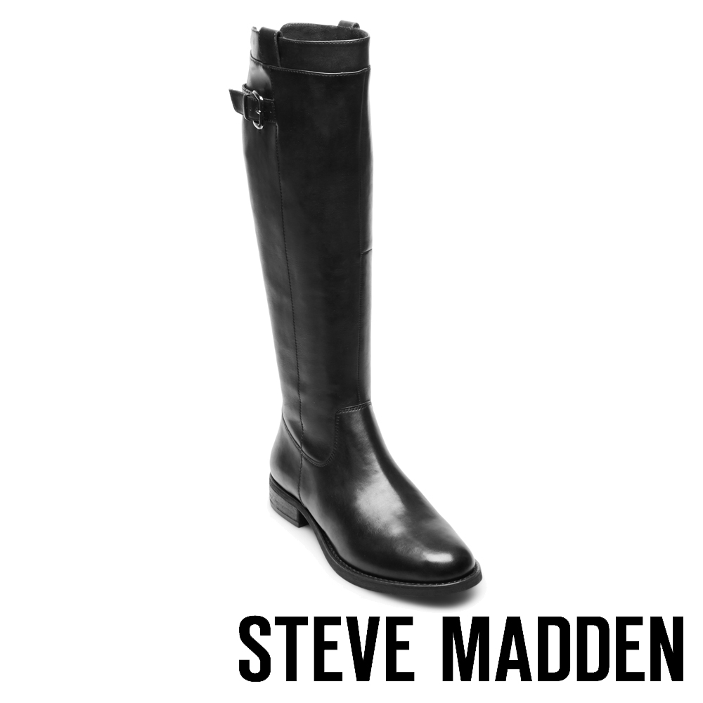 STEVE MADDEN-ANABELL經典真皮馬靴-黑色