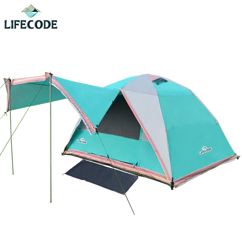 LIFECODE《立可搭》5-6人雙層全罩式防雨速搭帳篷-高183cm(水藍色)