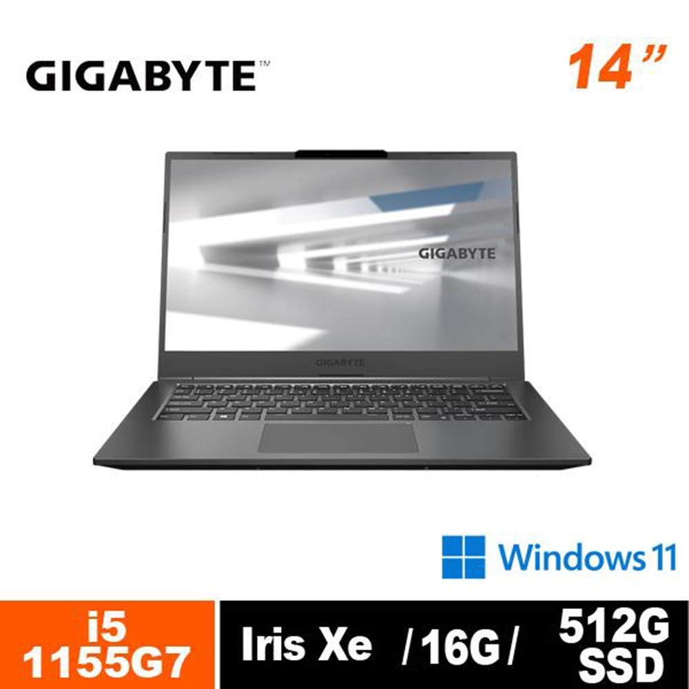 技嘉 GIGABYTE U4 UD-50TW823SO 14吋輕薄筆電 (i5-1155G7/Iris Xe/16G/512G/Win 11 home)