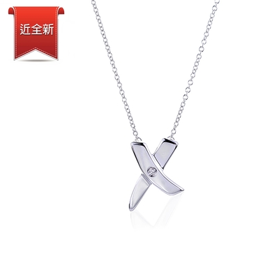 二手品 Tiffany&Co. 蒂芙尼 愛之kiss吻鑲鑽925純銀項鍊