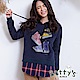 betty’s貝蒂思　刷毛印花連帽拼接T-shirt(深藍) product thumbnail 1