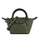 LONGCHAMP LE MINI PLIAGE CUIR系列小羊皮超迷你短把兩用水餃包(墨綠) product thumbnail 1