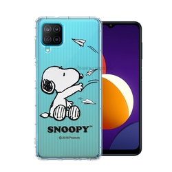 史努比/SNOOPY 正版授權 三星 Samsung Galaxy M12 漸層彩繪空壓手機殼(紙飛機)