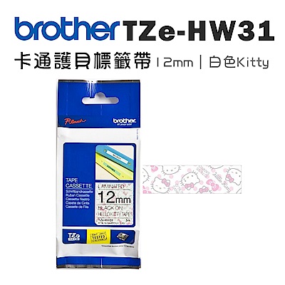 Brother TZe-HW31 卡通護貝標籤帶(12mm 白色 Hello Kitty)