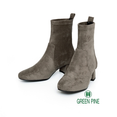 GREEN PINE寒流必穿絨面中跟女短靴灰色(00861682)