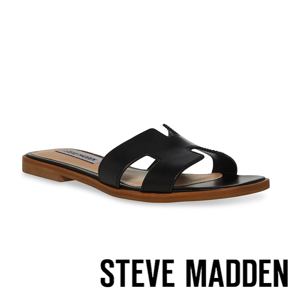 STEVE MADDEN-HADYN 皮革平底H涼拖-黑色