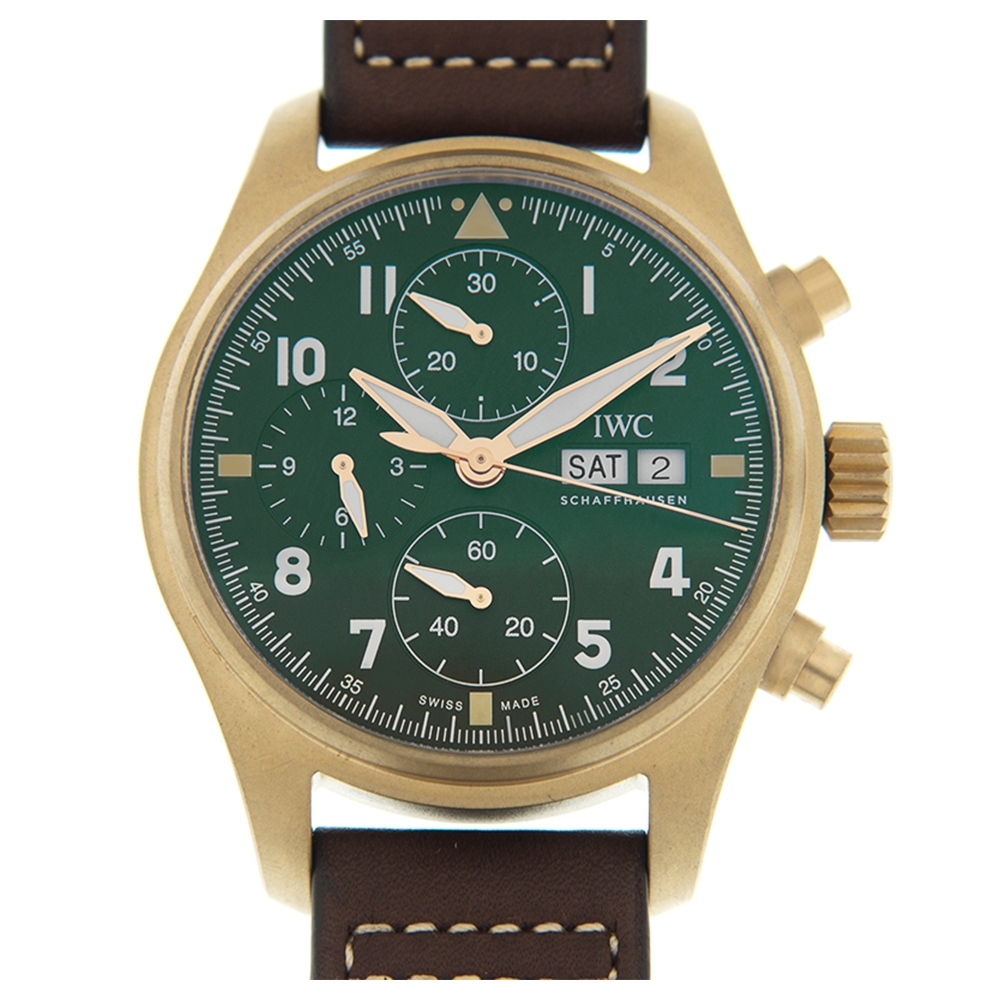 IWC 萬國錶 飛行員計時機械錶(IW387902)x青銅x橄欖綠x41mm
