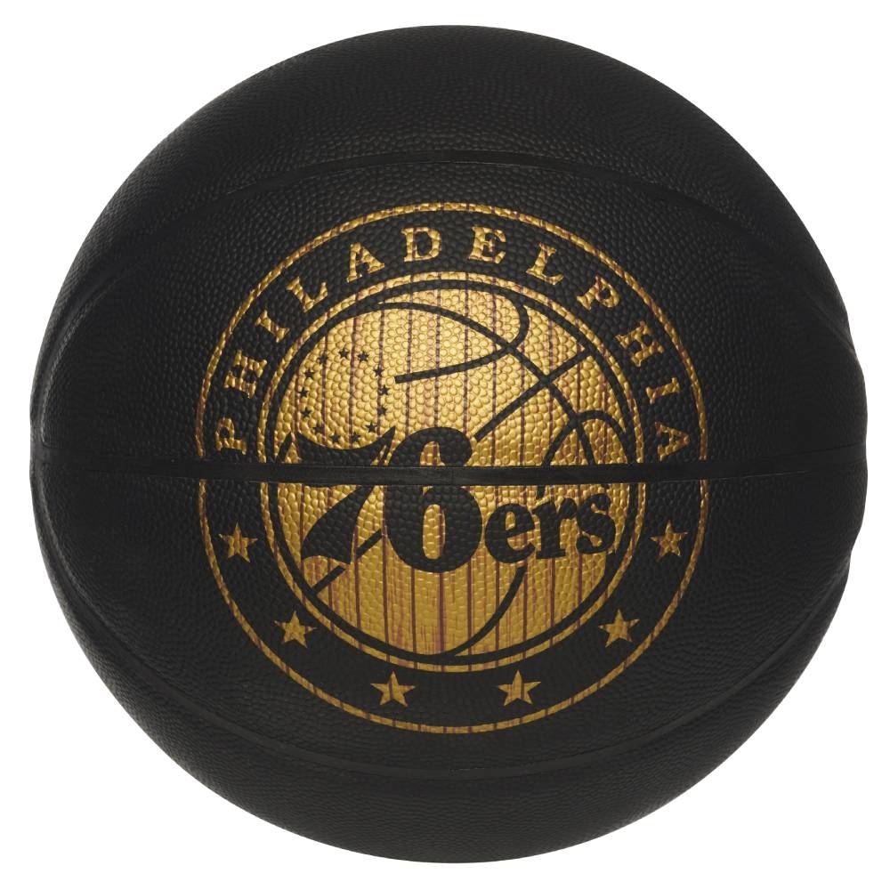 SPALDING 斯伯丁 NBA HARDWOOD 黑金隊徽 合成皮 7號籃球 76人