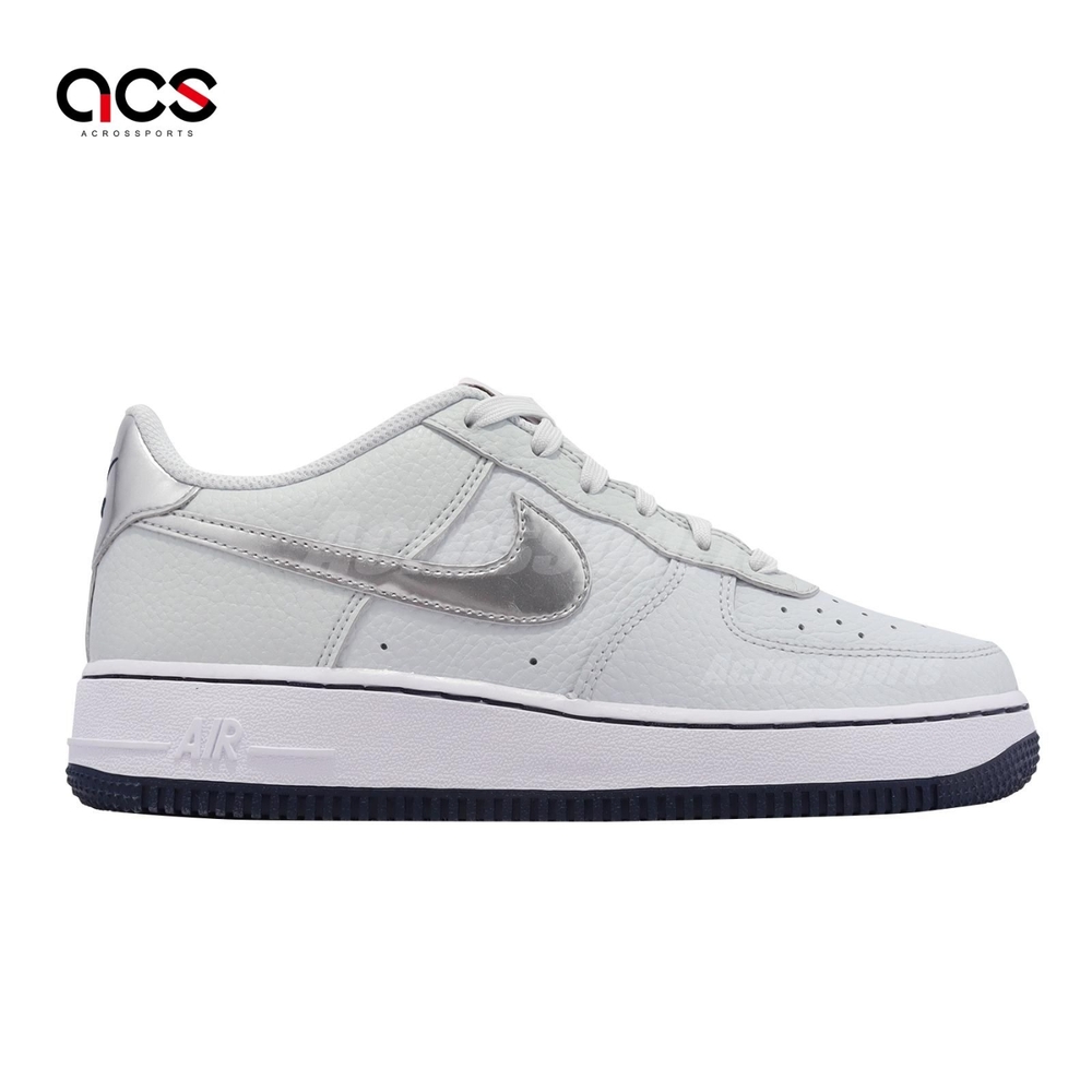 Nike Air Force 1 GS 大童女鞋灰金屬銀經典AF1 皮革休閒鞋CT3839-004