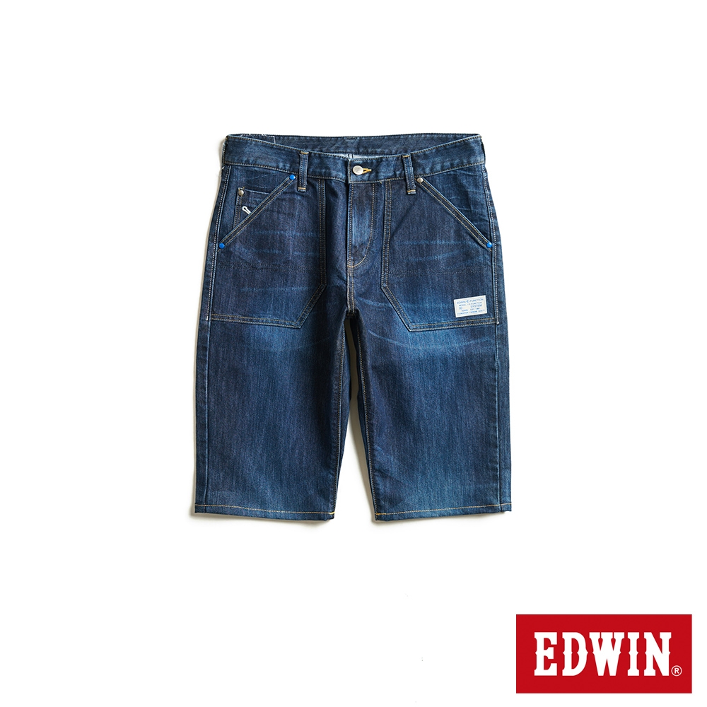 EDWIN E-FUNCTION 前貼袋牛仔短褲-男-中古藍