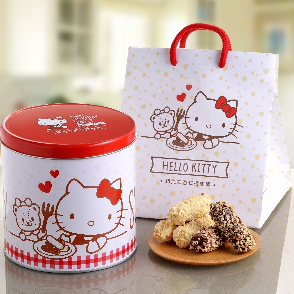 Hello Kitty 巧克力杏仁捲心酥禮盒（附贈提袋）