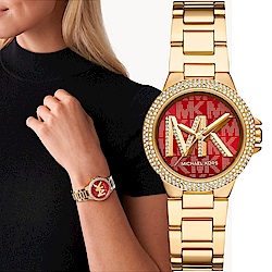 MICHAEL KORS Camille 璀璨經典LOGO女錶 金色不鏽鋼鍊帶 33MM MK7196