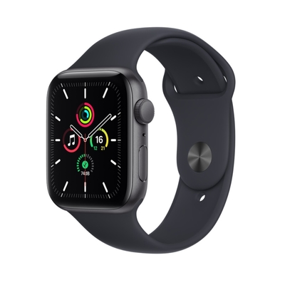 Apple Watch SE GPS 44mm 2021太空灰鋁金屬錶殼搭配午夜黑運動型錶帶