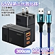 HANG 三代氮化鎵65W 黑色+勇固線耐彎折編織線USB-Type-C-300cm product thumbnail 1