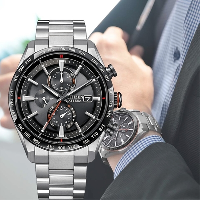 CITIZEN 星辰 ATTESA 系列 沉穩商務鈦金屬電波計時腕錶-AT8189-61E/42mm